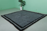 6.4 x 6.8 ft Moroccan Wool Rug - Dark Gray with Black Border