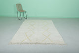 5 x 7.2 FT Moroccan Rug – Ivory Base with Yellow Diamond Pattern