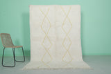 5 x 7.2 FT Moroccan Rug – Ivory Base with Yellow Diamond Pattern