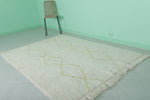 5 x 7.2 FT Moroccan Rug – Ivory Base with Yellow Diamond Pattern