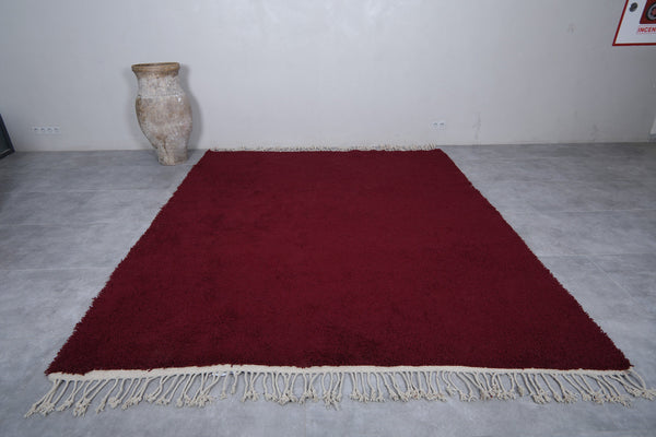 Dark red Moroccan rug with white fringes – Custom sizes available