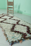 Handcrafted Moroccan Rug - Diamond Patterned Berber Shag Rug 2.2 X 5.6 Feet
