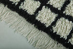 Black and White Moroccan Beni Ourain Rug – 4.6 x 6.2 ft Checkered Wool Carpet