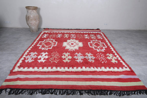 Red Moroccan rug with berber design - Custom handmade