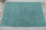 Turquoise Moroccan Rug 2 X 2.9 Feet - Handmade Wool Mat