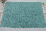 Turquoise Moroccan Rug 2 X 2.9 Feet - Handmade Wool Mat