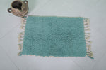 Turquoise Moroccan Rug 2 X 2.9 Feet - Handmade Wool Mat