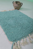 Turquoise Moroccan Rug 2 X 2.9 Feet - Handmade Wool Mat