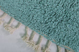 Turquoise Moroccan Rug 2 X 2.9 Feet - Handmade Wool Mat