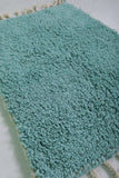 Turquoise Moroccan Rug 2 X 2.9 Feet - Handmade Wool Mat