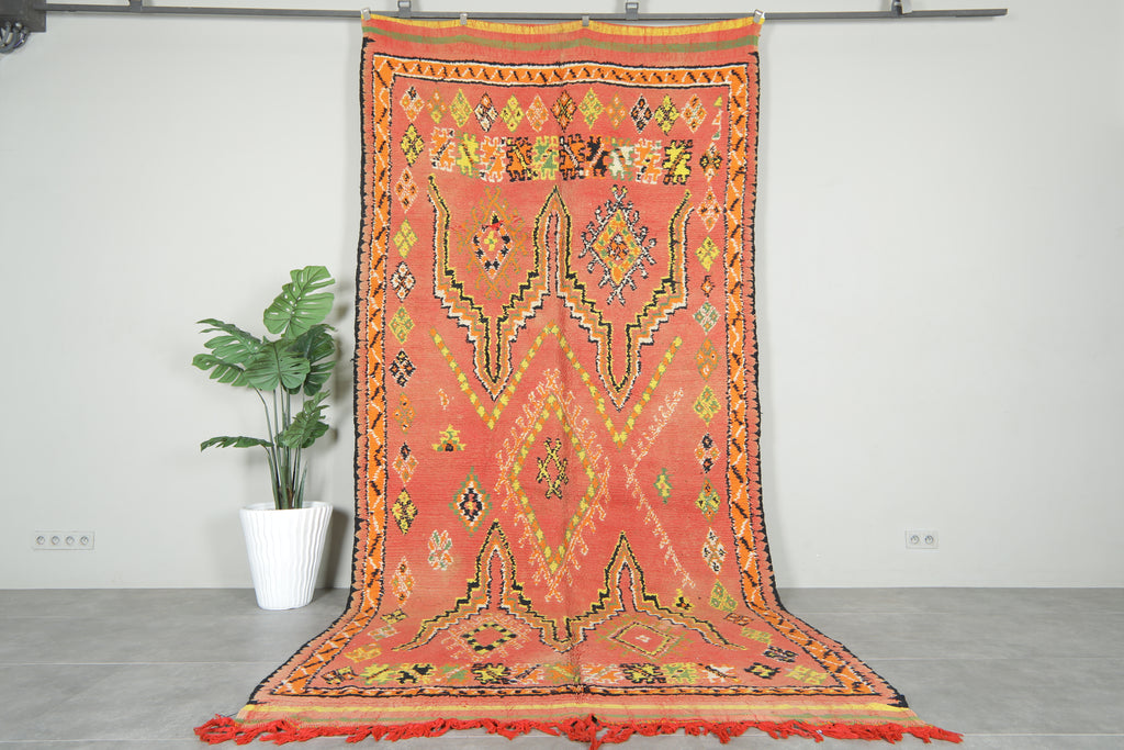 Multicolor moroccan rug with geometrric design 6.2 x 9.9 ft - Handmade