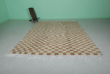 Authentic Moroccan Beni Ourain Rug – 8.1 x 10.5 ft | Brown and Cream Checkerboard