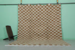 Authentic Moroccan Beni Ourain Rug – 8.1 x 10.5 ft | Brown and Cream Checkerboard
