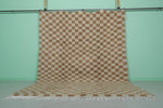 Authentic Moroccan Beni Ourain Rug – 8.1 x 10.5 ft | Brown and Cream Checkerboard
