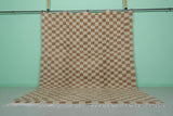 Authentic Moroccan Beni Ourain Rug – 8.1 x 10.5 ft | Brown and Cream Checkerboard