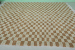 Authentic Moroccan Beni Ourain Rug – 8.1 x 10.5 ft | Brown and Cream Checkerboard