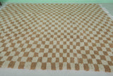 Authentic Moroccan Beni Ourain Rug – 8.1 x 10.5 ft | Brown and Cream Checkerboard