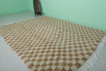 Authentic Moroccan Beni Ourain Rug – 8.1 x 10.5 ft | Brown and Cream Checkerboard