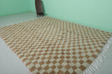 Authentic Moroccan Beni Ourain Rug – 8.1 x 10.5 ft | Brown and Cream Checkerboard