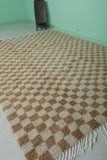 Authentic Moroccan Beni Ourain Rug – 8.1 x 10.5 ft | Brown and Cream Checkerboard