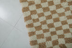 Authentic Moroccan Beni Ourain Rug – 8.1 x 10.5 ft | Brown and Cream Checkerboard