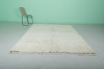 6.6 x 8.5 FT Minimalist Moroccan Rug - Ivory with Subtle Geometric Design