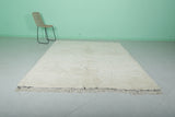 6.6 x 8.5 FT Minimalist Moroccan Rug - Ivory with Subtle Geometric Design