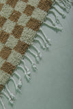 Authentic Moroccan Beni Ourain Rug – 8.1 x 10.5 ft | Brown and Cream Checkerboard