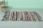 Handmade Moroccan Berber Rag Rug - Colorful Striped Shag Design