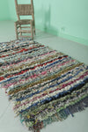 Handmade Moroccan Berber Rag Rug - Colorful Striped Shag Design