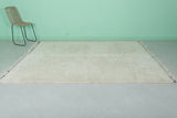 6.6 x 8.5 FT Minimalist Moroccan Rug - Ivory with Subtle Geometric Design