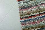 Handmade Moroccan Berber Rag Rug - Colorful Striped Shag Design