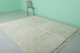 6.6 x 8.5 FT Minimalist Moroccan Rug - Ivory with Subtle Geometric Design