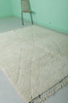 6.6 x 8.5 FT Minimalist Moroccan Rug - Ivory with Subtle Geometric Design