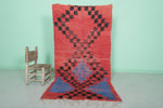 Handwoven Moroccan Rug - Bold Red & Black Abstract Design | 3.4 x 6.6 ft