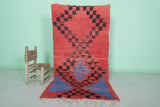 Handwoven Moroccan Rug - Bold Red & Black Abstract Design | 3.4 x 6.6 ft