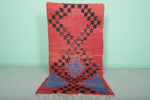 Handwoven Moroccan Rug - Bold Red & Black Abstract Design | 3.4 x 6.6 ft