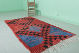 Handwoven Moroccan Rug - Bold Red & Black Abstract Design | 3.4 x 6.6 ft