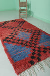 Handwoven Moroccan Rug - Bold Red & Black Abstract Design | 3.4 x 6.6 ft
