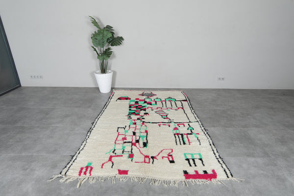 Hand-Knotted Moroccan Berber Rug 5.2x7.8 ft - Traditional Tribal Wool Rug