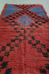 Handwoven Moroccan Rug - Bold Red & Black Abstract Design | 3.4 x 6.6 ft