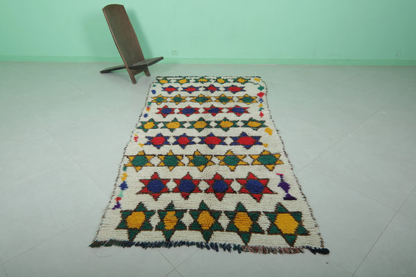 Handmade Moroccan berber azilal runner rug - 4 FT X 8.1 FT | Colorful geometric pattern