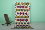 Handmade Moroccan Berber Azilal Runner Rug - 4 FT X 8.1 FT | Colorful Geometric Pattern