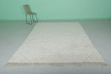 6.9 x 9.7 FT Moroccan Wool Rug - Handmade Beni Ourain with Diamond Pattern