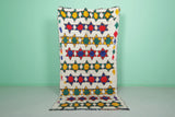 Handmade Moroccan Berber Azilal Runner Rug - 4 FT X 8.1 FT | Colorful Geometric Pattern