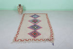 Old Handmade Moroccan Berber Rug – 3.7 x 6.2 ft | Unique Diamond Design