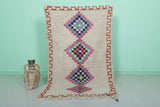 Old Handmade Moroccan Berber Rug – 3.7 x 6.2 ft | Unique Diamond Design