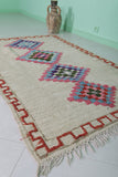 Old Handmade Moroccan Berber Rug – 3.7 x 6.2 ft | Unique Diamond Design