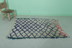 Handwoven Moroccan Berber Rug - Ivory with Bold Purple Accents