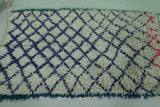 Handwoven Moroccan Berber Rug - Ivory with Bold Purple Accents